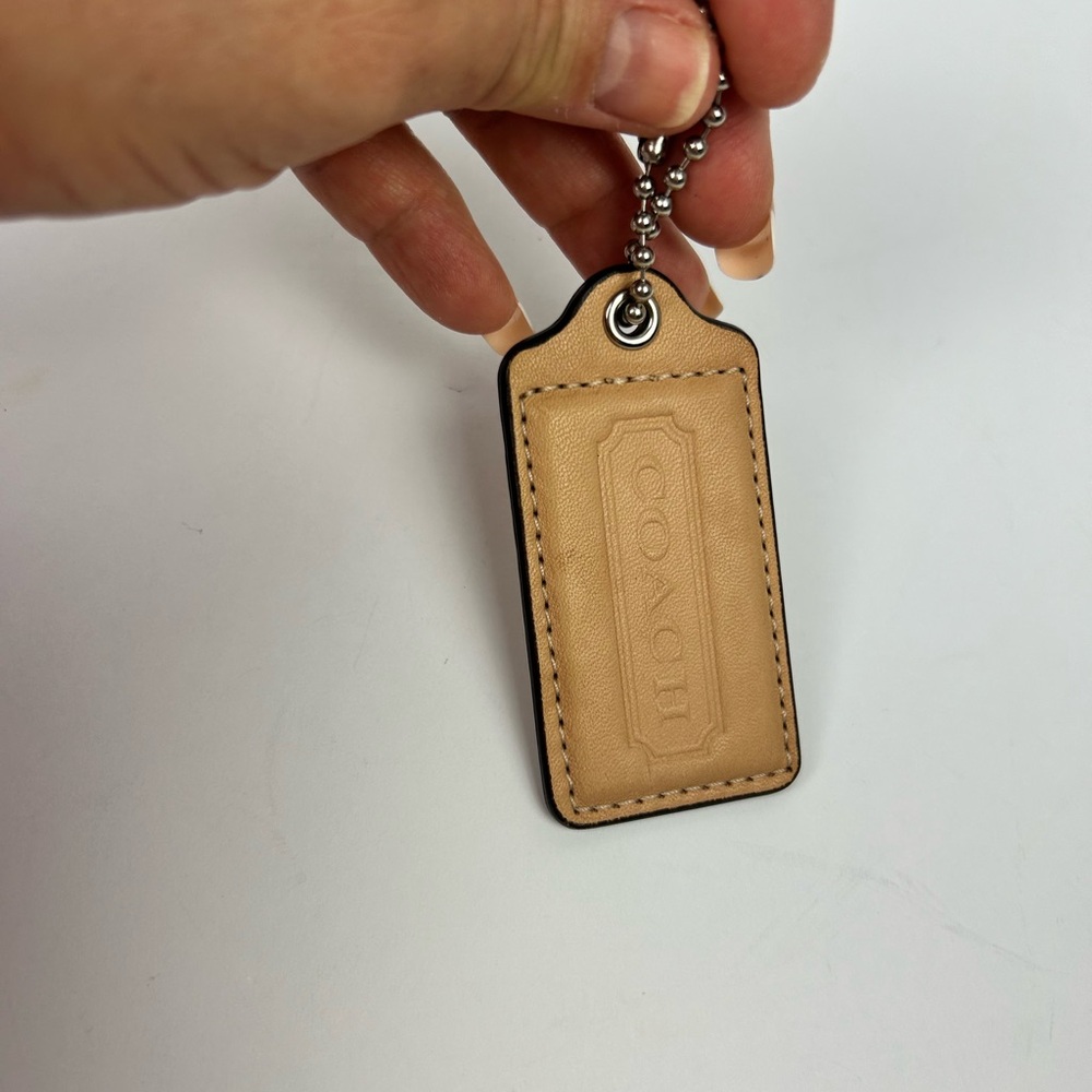 Coach Beige Leather Key Chain Fob Holder